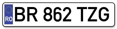 Placuta inmatriculare numar auto  BR-862-TZG, BR 862 TZG, BR862TZG