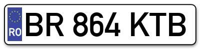 Placuta inmatriculare numar auto  BR-864-KTB, BR 864 KTB, BR864KTB