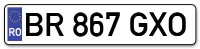 Placuta inmatriculare numar auto  BR-867-GXO, BR 867 GXO, BR867GXO