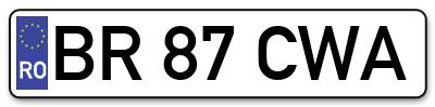 Placuta inmatriculare numar auto  BR-87-CWA, BR 87 CWA, BR87CWA