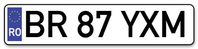 Placuta inmatriculare numar auto  BR-87-YXM, BR 87 YXM, BR87YXM