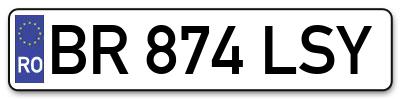 Placuta inmatriculare numar auto  BR-874-LSY, BR 874 LSY, BR874LSY