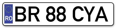 Placuta inmatriculare numar auto  BR-88-CYA, BR 88 CYA, BR88CYA