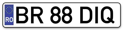 Placuta inmatriculare numar auto  BR-88-DIQ, BR 88 DIQ, BR88DIQ