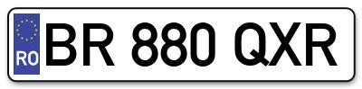 Placuta inmatriculare numar auto  BR-880-QXR, BR 880 QXR, BR880QXR