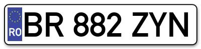 Placuta inmatriculare numar auto  BR-882-ZYN, BR 882 ZYN, BR882ZYN