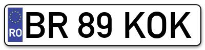 Placuta inmatriculare numar auto  BR-89-KOK, BR 89 KOK, BR89KOK