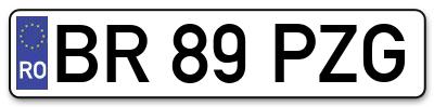 Placuta inmatriculare numar auto  BR-89-PZG, BR 89 PZG, BR89PZG