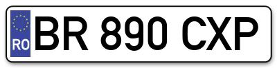 Placuta inmatriculare numar auto  BR-890-CXP, BR 890 CXP, BR890CXP