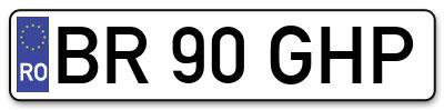 Placuta inmatriculare numar auto  BR-90-GHP, BR 90 GHP, BR90GHP