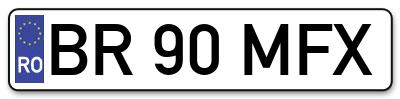 Placuta inmatriculare numar auto  BR-90-MFX, BR 90 MFX, BR90MFX