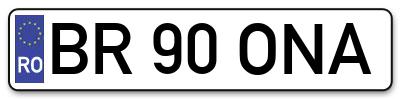 Placuta inmatriculare numar auto  BR-90-ONA, BR 90 ONA, BR90ONA