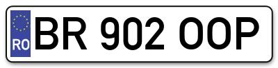 Placuta inmatriculare numar auto  BR-902-OOP, BR 902 OOP, BR902OOP