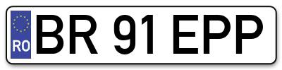 Placuta inmatriculare numar auto  BR-91-EPP, BR 91 EPP, BR91EPP