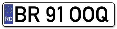 Placuta inmatriculare numar auto  BR-91-OOQ, BR 91 OOQ, BR91OOQ