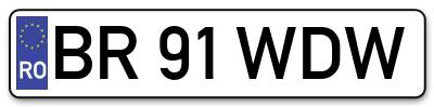 Placuta inmatriculare numar auto  BR-91-WDW, BR 91 WDW, BR91WDW