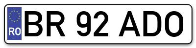 Placuta inmatriculare numar auto  BR-92-ADO, BR 92 ADO, BR92ADO