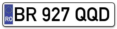 Placuta inmatriculare numar auto  BR-927-QQD, BR 927 QQD, BR927QQD