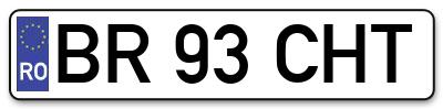 Placuta inmatriculare numar auto  BR-93-CHT, BR 93 CHT, BR93CHT
