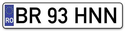 Placuta inmatriculare numar auto  BR-93-HNN, BR 93 HNN, BR93HNN