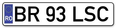 Placuta inmatriculare numar auto  BR-93-LSC, BR 93 LSC, BR93LSC