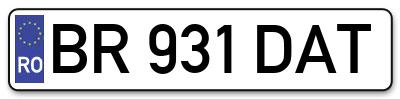 Placuta inmatriculare numar auto  BR-931-DAT, BR 931 DAT, BR931DAT