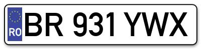 Placuta inmatriculare numar auto  BR-931-YWX, BR 931 YWX, BR931YWX