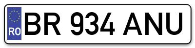 Placuta inmatriculare numar auto  BR-934-ANU, BR 934 ANU, BR934ANU