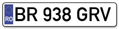 Placuta inmatriculare numar auto  BR-938-GRV, BR 938 GRV, BR938GRV