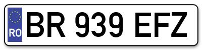Placuta inmatriculare numar auto  BR-939-EFZ, BR 939 EFZ, BR939EFZ