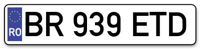 Placuta inmatriculare numar auto  BR-939-ETD, BR 939 ETD, BR939ETD