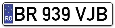 Placuta inmatriculare numar auto  BR-939-VJB, BR 939 VJB, BR939VJB