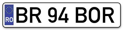 Placuta inmatriculare numar auto  BR-94-BOR, BR 94 BOR, BR94BOR
