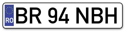 Placuta inmatriculare numar auto  BR-94-NBH, BR 94 NBH, BR94NBH