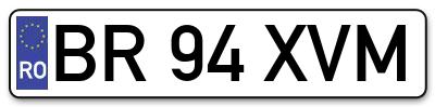 Placuta inmatriculare numar auto  BR-94-XVM, BR 94 XVM, BR94XVM