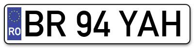 Placuta inmatriculare numar auto  BR-94-YAH, BR 94 YAH, BR94YAH