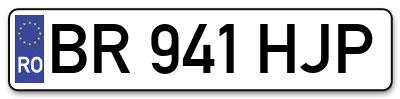Placuta inmatriculare numar auto  BR-941-HJP, BR 941 HJP, BR941HJP