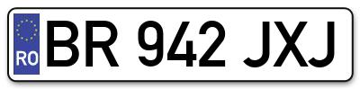 Placuta inmatriculare numar auto  BR-942-JXJ, BR 942 JXJ, BR942JXJ