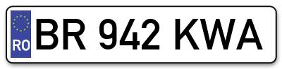 Placuta inmatriculare numar auto  BR-942-KWA, BR 942 KWA, BR942KWA
