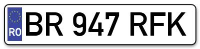 Placuta inmatriculare numar auto  BR-947-RFK, BR 947 RFK, BR947RFK