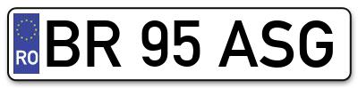 Placuta inmatriculare numar auto  BR-95-ASG, BR 95 ASG, BR95ASG