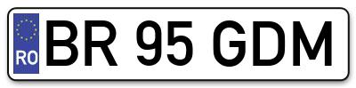 Placuta inmatriculare numar auto  BR-95-GDM, BR 95 GDM, BR95GDM