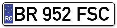 Placuta inmatriculare numar auto  BR-952-FSC, BR 952 FSC, BR952FSC