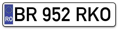 Placuta inmatriculare numar auto  BR-952-RKO, BR 952 RKO, BR952RKO