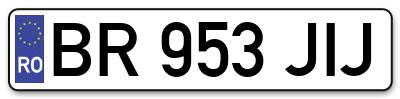 Placuta inmatriculare numar auto  BR-953-JIJ, BR 953 JIJ, BR953JIJ