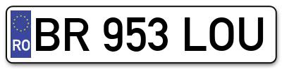 Placuta inmatriculare numar auto  BR-953-LOU, BR 953 LOU, BR953LOU