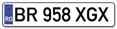 Placuta inmatriculare numar auto  BR-958-XGX, BR 958 XGX, BR958XGX