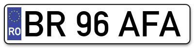 Placuta inmatriculare numar auto  BR-96-AFA, BR 96 AFA, BR96AFA
