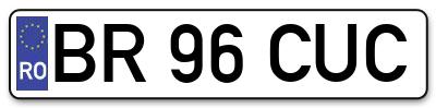 Placuta inmatriculare numar auto  BR-96-CUC, BR 96 CUC, BR96CUC