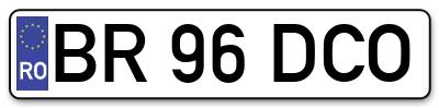 Placuta inmatriculare numar auto  BR-96-DCO, BR 96 DCO, BR96DCO
